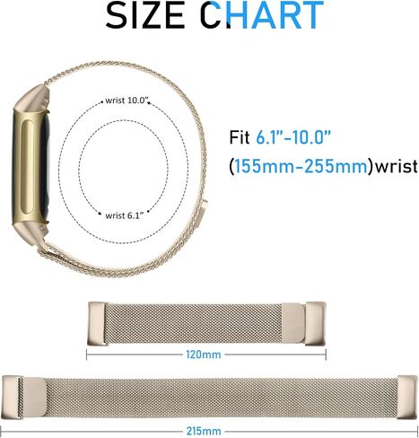 Metal Band for Fitbit Charge 6 Bands for Women Men, Wristband Mesh Bracelet Replacement Strap for Fitbit Charge 6 in Saudi Arabia