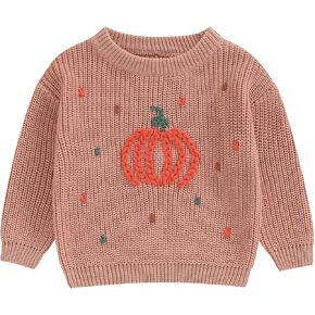 Halloween Baby Boy Girl Clothes Pumpkin Sweater Crewneck Chunky Knit Pullover Knitwear Toddler Fall Winter Outfit