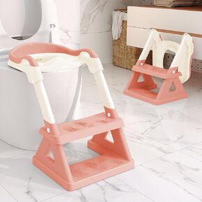 Potty Training Seat Toilet Seat for Toddler 2 in 1 Potty Chair with Splash Guard Step Stool Ladder Collapsible Anti-Slip Foldable Toilet Training Seat for Kids Boys and Girls (Grey)