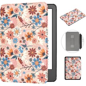 MonsDirect Compatible with Kindle Paperwhite 5th/6th/7th Generation Case 6" (Fits All 2012, 2013, 2015, 2016 Versions), Hand Strap Smart Auto Sleep/Wake&Magnetic Closure for Kindle Paperwhite, Floral