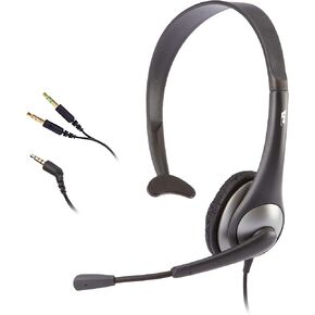 Cyber Acoustics Stereo Headset (AC-204), 3.5mm Stereo & Y-Adapter, Home, K12 School Classroom and Education