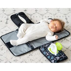 Portable Diaper Changing Pad, Portable Changing pad for Newborn Girl & Boy - Baby Changing Pad with Smart Wipes Pocket – Waterproof Travel Changing Kit (Grey)