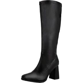 GoGo Boots for Women Knee High Boots Chunky Block Heels Costume Party Cosplay Dress Shoes