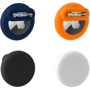4pcs GPS Tracker Case for AirTag, Silicone Anti-Lost Device Holder for Air tag with Invisible Pin Hidden Protective Case for Kids (Black, White, Orange, Dark Blue)