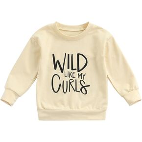 Kids Toddler Baby Boy Girl Sweatshirt WILD LIKE MY CURLS Letter Print Sweater Tops 2t Girl Clothes Fall