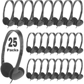 Classroom Headphones Bulk 10 Pack for Kids School, Wholesale Class Set Durable Earphones for Students Children Toddler Teens Boys Girls and Adult (LS04,10 Black)