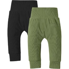 Baby Boy Pants Infant Leggings Pull-on Newborn Joggers Sweatpants Elastic Waist Toddler Boy Clothes Solid 2 Pack