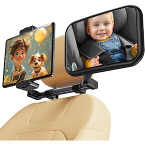 Car Seat Mirror for Baby Rear Facing - Adjustable Infant Safety Back Mirrors with Hook Clip, Wide View and Shatterproof Cars Backseat Accessories