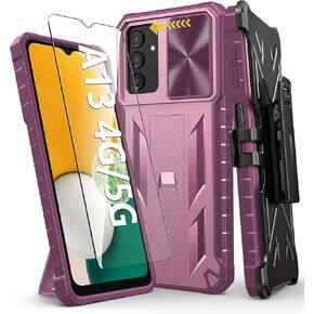 Case for Samsung Galaxy A13 5G: Military Grade Drop Proof Protection Rugged Protective A13 5G/4G Phone Cover with Belt Clip Holster Kickstand & Slide - Shockproof TPU Matte Textured Bumper - Black