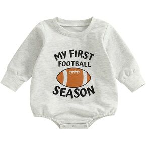 Newborn Baby Girl Boy Football Outfit Sweatshirts Romper Game Day Oversized Bodysuit Sweater Fall Winter Pullover