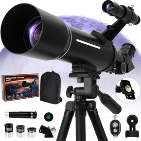 Telescope, Telescopes for Adults Astronomy, 70mm Aperture 400mm Refractor Telescope (20-200x) for Astronomy Beginners, Tripod & Phone Adapter, Portable Telescopes Backpack, Cool Astronomy Gifts