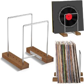 Vinyl Record Storage Stand for 35 Single LPs, Solid Walnut Album Display Holder, Long Play Music Collection Shelf,Now Playing Vinyl Album Rack, Wooden Document Book Folder Organizer