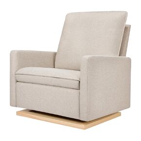 babyletto Cali Pillowback Chair and a Half Glider in Performance Cream Eco-Weave with Light Wood Base, Water Repellent & Stain Resistant, Greenguard Gold and CertiPUR-US Certified