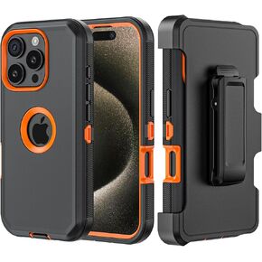 Phone Case for iPhone 16 Pro Case,Heavy Duty Hard Shockproof Armor Protector Case Cover with Belt Clip Holster for Apple iPhone 16 Pro 6.3 5G 2024 Phone Case(Black)