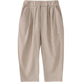 IZYJOY Toddler Boy Cotton Linen Pant Basic Solid Color Long Pants with Pockets Kids Summer Fall Casual Loose Trousers