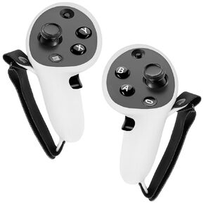 Geekria Silicone Controller Cover Compatible with Meta Quest Pro, Anti-Throw Handle Sleeve Gaming Accessories, Adjustable Wrist Knuckle (Black, 1 Pair)