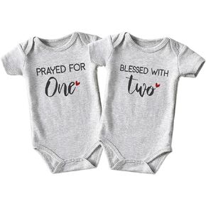 Prayed One Blessed Two Twin Outfits For Boy And Girl Newborn Twins Baby Items Must Haves Twin Baby Gifts