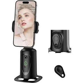 Auto Face Tracking Tripod 360° Rotation Phone Stand, No App, Face Body Phone Camera Stand with Remote and Gesture Control, Rechargeable Smart Shooting Stand with Light (Upgrade Edition)