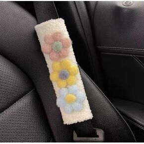 Car Seat Belt Cover Stocking Stuffers Cute Creative Toy Flower Cloud Duck Safety Seatbelt Shoulder Pad Auto Accessory Neck Cushion Protector Seatbelt Shoulder Protector Nice Gift (Pink Green Blue)