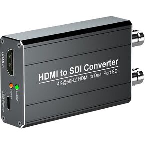 4k/60Hz HDMI to SDI Converter with Dual Port SDI Output, Compatible with 2.0 4k/60Hz HDMI Input and 3G-SDI/HD-SDI Output, Auto Format Detection, Audio Embedder