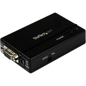 StarTech.com High Resolution VGA to Composite (RCA) or S-Video Converter - PC to TV Video Adapter - 1600x1200 RGB to TV (VGA2VID), 0.7"x2.5"x3.9", Black