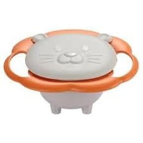 BPA Free Anti Spill 360 Rotate Gyro Bowl for Babies, Universal Kids Feeding Tableware (Yellow/Purple), Small