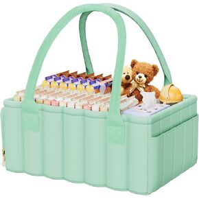 Baby Diaper Caddy Organizer Storage Basket for Diapers Baby Shower BasketNursery Diaper Organizer Portable Diaper Storage Newborn Essentials - Baby Caddy Organizer for Diaper Station (Clever Pink)