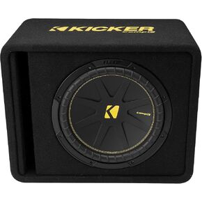 KICKER CompC Vented Enclosure with 12"(30cm) Subwoofer|50VCWC124 |Trunk Style Wedge|4-ohm|600 Watts Peak|150-300 Watts RMS|Forced-Air Cooling|Increased Excursion|Car,Truck, SUV