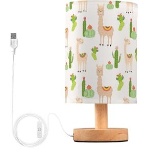Table Lamp Cute Cartoon Owl with Baby Child on Tree Branch Nightstand Lamp with Wood Base Fabric Lamp Shade Bedside Desk Lamp for Living Room Bedroom Kids Room Office