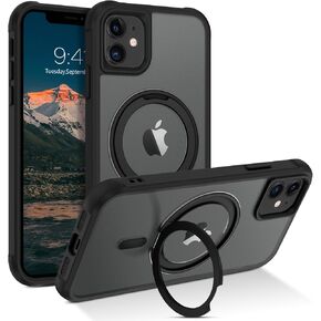 BENTOBEN for iPhone 11 Phone Case, iPhone 11 Magnetic Case [Compatible with MagSafe] Rotatable Ring Holder Kickstand Design Shockproof Women Men Girl Boy Protective Cover for iPhone 11 6.1 2019, Black