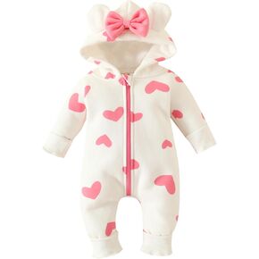 Emmababy Baby Boy Girl Winter Fuzzy Jumpsuit Infant Bear Ear Snowsuit Long Sleeve Footed Zipper Hoodie Romper Kid Warm Coat