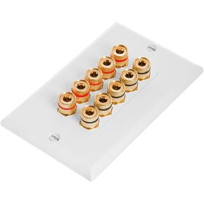 Cmple - 3-Gang 7.1 Speaker Wall Plate (Home Theater Wall Plate/Banana Plug Wall Plate) for Speakers and 2-RCA Subwoofer
