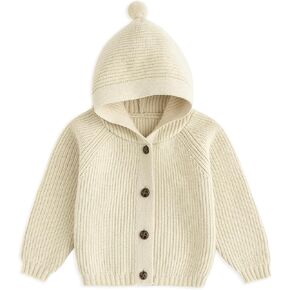 Curipeer Baby Girls Knit Hooded Cardigan Sweater