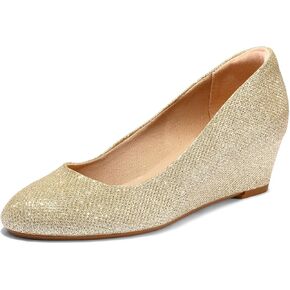 mysoft Women's Wedge Pumps Low Heel Closed Toe 2in Dress Shoes