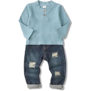Toddler Baby Boy Clothes Infant Boys Outfits Sweatshirt Pullover Top Denim Pants Clothing Sets