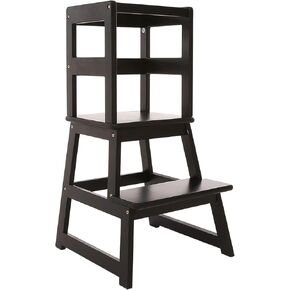 SDADI Toddler Tower Kitchen Helper, Wooden Learning Tower, Kitchen Step Stool, Standing Tower for Kids 1-3 with Safety Rail, Anti-Tip,Stable, Natural