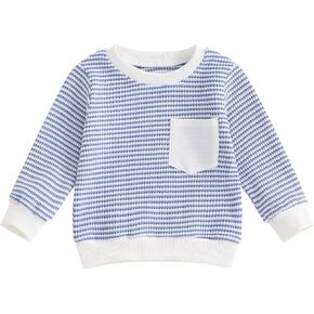 Douhoow Toddler Knit Sweater Waffle Baby Crewneck Sweatshirt Baby Boy Girl Fall Winter Festival Clothes