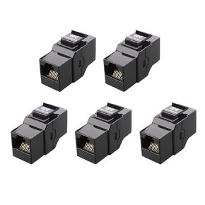 Cable Matters [UL Listed] 10-Pack 10Gbps Cat6 Keystone Coupler, RJ45 Keystone Jack Coupler/Ethernet Female to Female Keystone Jack in Black for Patch Panel, Wall Plate