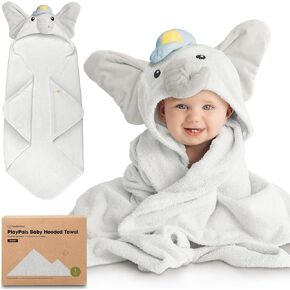 KeaBabies Organic Baby Towel with Hood for Girls, Boys - Soft, Absorbent, 100% Cotton Hooded Baby Towels for Newborns, Infants, Large Hooded Bath Towels for Babies, Kids, Toddler 1-3 (Ethan)
