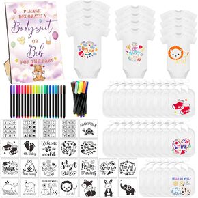 82 Pcs Baby Bib Bodysuit Baby Shower Set