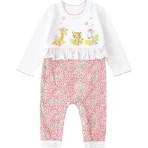 Baby Girls' Cute Rompers Giraffe Zebra Elephant Cartoon Print Jumpsuits Pure Cotton Cozy Fashion Clothes