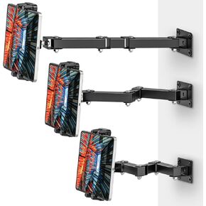 Tablet Wall Mount Holder, 360° Rotating iPad Wall Mount, 3-stage Extendable Angle Adjustable Kitchen Tablet Mount Under Cabinet Bracket for iPad Pro Air, Galaxy Tab All 4.7-13.5" Phone Tablets