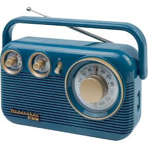 Studebaker SB2003BT Bluetooth Retro Portable AM/FM Radio with AC or Battery Operation (Rose Gold)