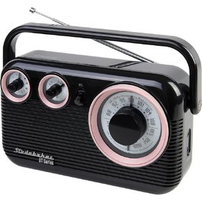 Studebaker SB2003BT Bluetooth Retro Portable AM/FM Radio with AC or Battery Operation (Rose Gold)