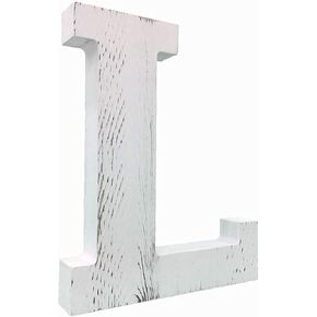 NA Large G Sign Wall Decor Letters Wood Distressed White Letters DIY Block Words Sign Alphabet Free Standing Hanging for Home Bedroom Office Wedding Party (G)