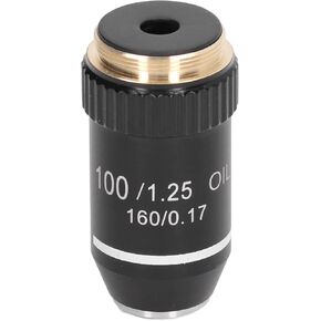 Microscope Objective Lens 100X Magnification High Power Microscope Lens 20.2mm Interface Thread Standard RMS for Educate Laboratory