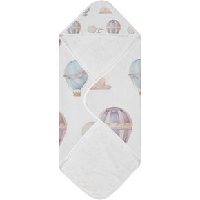 WELLDAY Watercolor Hot Air Balloon Baby Towel Ultra Soft Hooded Towels for Babies - Ultra Absorbent Cotton Bath Towels 30x30 Inch
