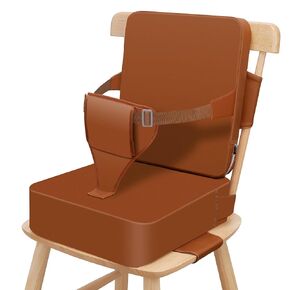 Toddler Booster Seat for Dining Table, Non-Slip Kitchen Chair Child Booster Seat with Backrest and Adjustable Straps, Portable PU Waterproof Travel Baby Booster Seat Increasing Cushion
