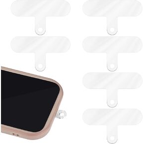 6 Pcs Clear Phone Tether Tab, Crossbody PVC Phone Strap Tabs Heavy Duty Multifunctional Thin Cell Phone Lanyard Patch Pad for iPhone Most Smartphones Mobile Phones (Transparent Color)