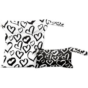 Wet Bags for Swimsuits,2 Pack Starfish Seashell Wet Dry Bag with Zipper Pocket Waterproof Summer Beach Wet Clothes Bag for Breast Pump Parts Wet Swimsuit Bag Diaper Wet Bag for Travel Beach